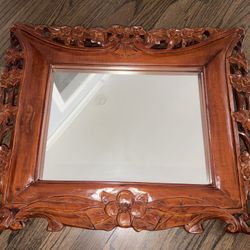 Pier 1 Carved Wood Mirror 24”