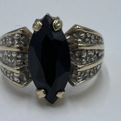 Yellow Gold Diamond & Black Setting Cocktail Band Ring
