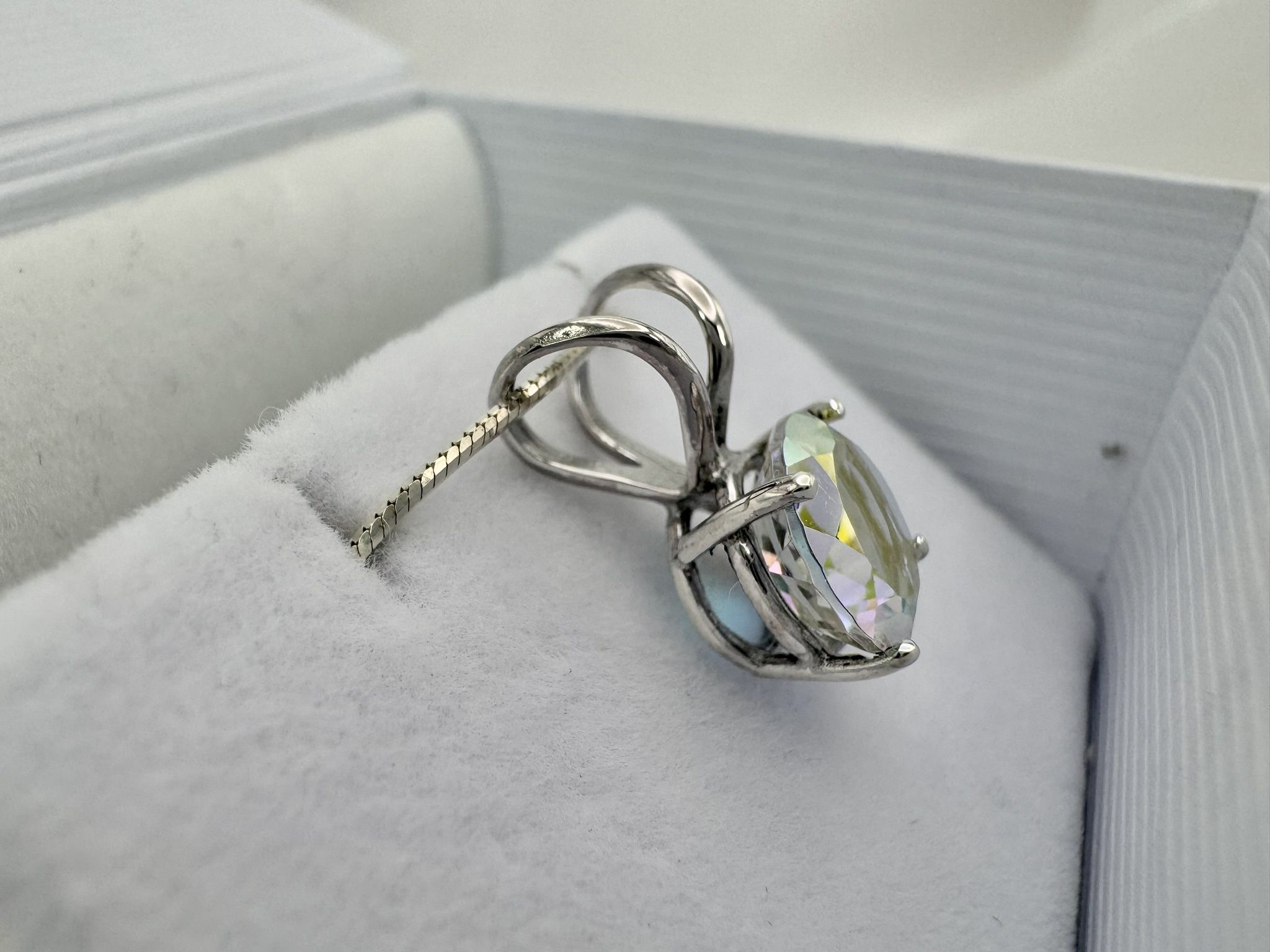 New Sterling Silver Topaz Pendant And Chain