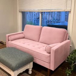 Unused 57in Pink Velvet Loveseat