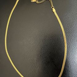 18'' 18k GOLD FILLED CHOKER NECKLACE HERRINGBONE SNAKE FLAT CHAIN