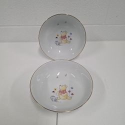 Disneys Winnie the Pooh Golden Flowers by Zrike Salad Serving Bowl 
Lot of 2
