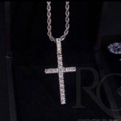 Moissanite Cross .925 Silver ( Yellow Gold & White Gold )