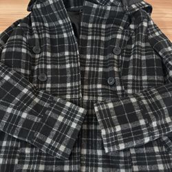Joujou Plaid Hooded Peacoat size: M