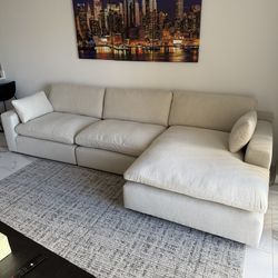 NEW Beige Linen Cloud Couch Sectional
