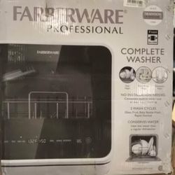 Farberware FDW05ASBWHA Complete Portable Countertop Dishwasher with 5-Liter Built-in Water Tank, 5 Programs, Baby Care, Glass & Fruit Wash, Black/Whit