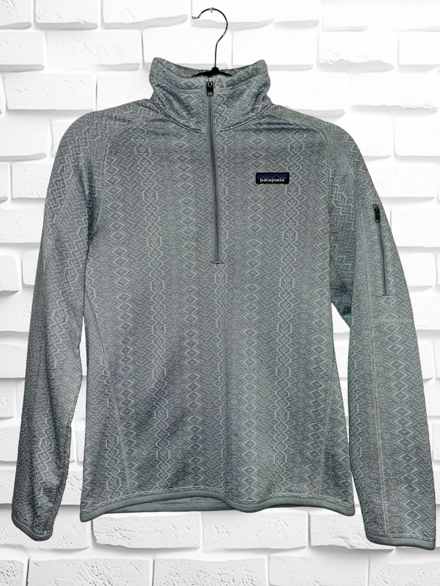 Patagonia Womens Small Better Sweater 1/4 Zip Pullover Jacquard Jacket Salt Gray