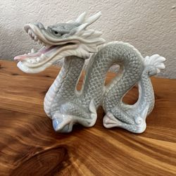 Vintage Yoshimi K. Japan,  Pastel Dragon Porcelain Statue - Signed