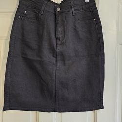 Black Denim Mini Skirt -