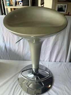 Contemporary Bombo Style Adjustable Barstool - Silver Spoon
