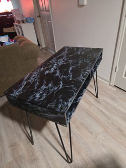 Novogratz Athena Black Faux Marble Computer Desk with Storage.