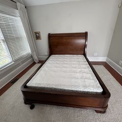 Solid Wood Pottery Barn Queen Sized Bed With Nightstand