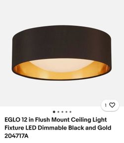 EGLO 12 in Flush Mount Ceiling Light Fixture LED Dimmable Black and Gold 204717A