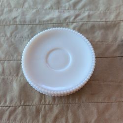 3 Westmoreland Beaded Edge Milk Glass Saucers