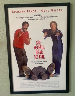 FRAMED VINTAGE 1989 ORIGINAL SEE NO EVIL, HEAR NO EVIL MOVIE POSTER-RODNEY DANGERFIELD & RICHARD PRYOR
