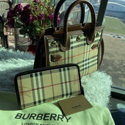 BB Set Mini Vintage Check Two-handle Title Bag