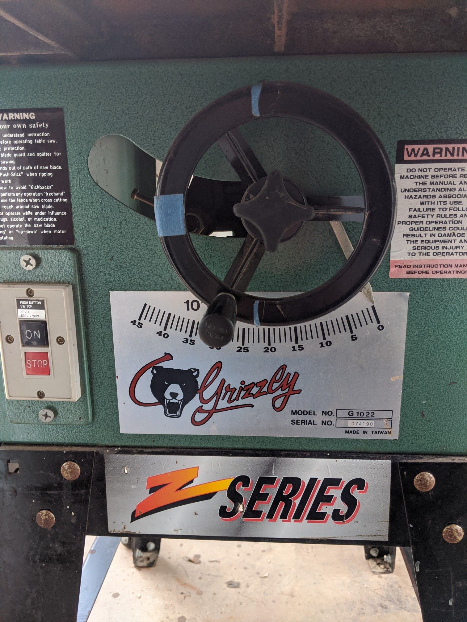 Grizzly industrial Table Saw Z Series model G1022 for Sale in Yorba
