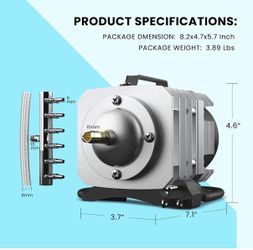 Vivohome 110V 950Gph 32W 6 Outlets Electromagnetic Commercial Air Pump For Aquarium And Hydroponic Systems