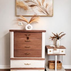 Refinished Mid-Century Chest Set with New Gold Legs — Neutral Two-Tone Finish