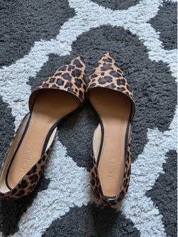 J.CREW Women's Leopard Animal Print Pointed Toe Slip-On Flats Brown/Black 9.5