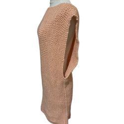 Peach Pink Knit Sleeveless Sweater Vest Tunic 