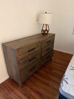 6-Drawer Wood Dresser with Black Handles