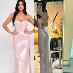 Prom Pink Juniors Sequin Sweetheart Open- Back Gown from Emerald Sundae in Macys