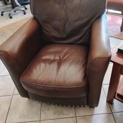 Leather Chair, Dark Brown 