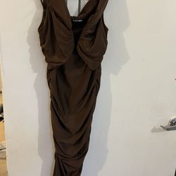 Brown Ruched Dress