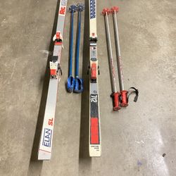 Snow Ski Bindings And Poles