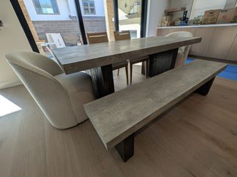 Titan Brown Grey Faux Concrete Rectangular 82" with a matching bench