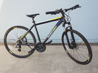 700x35C Black Neon Yellow Nishiki Anasazi Hybrid Disk Brake Street Road Mountain Trail Bike Bicycle Home Office School Dorm