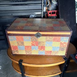 handcrafted multicolor mango wood storage box