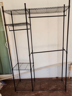 Black Wire Closet Organizer with Hanging Rods