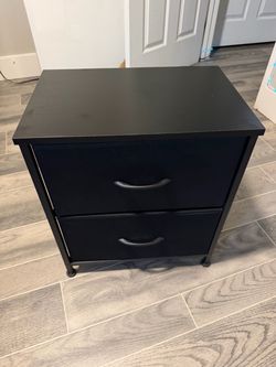 Black 2-Drawer Fabric Dresser Nightstand