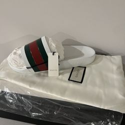 SIZE 10 GUCCI SLIDES WHITE DS