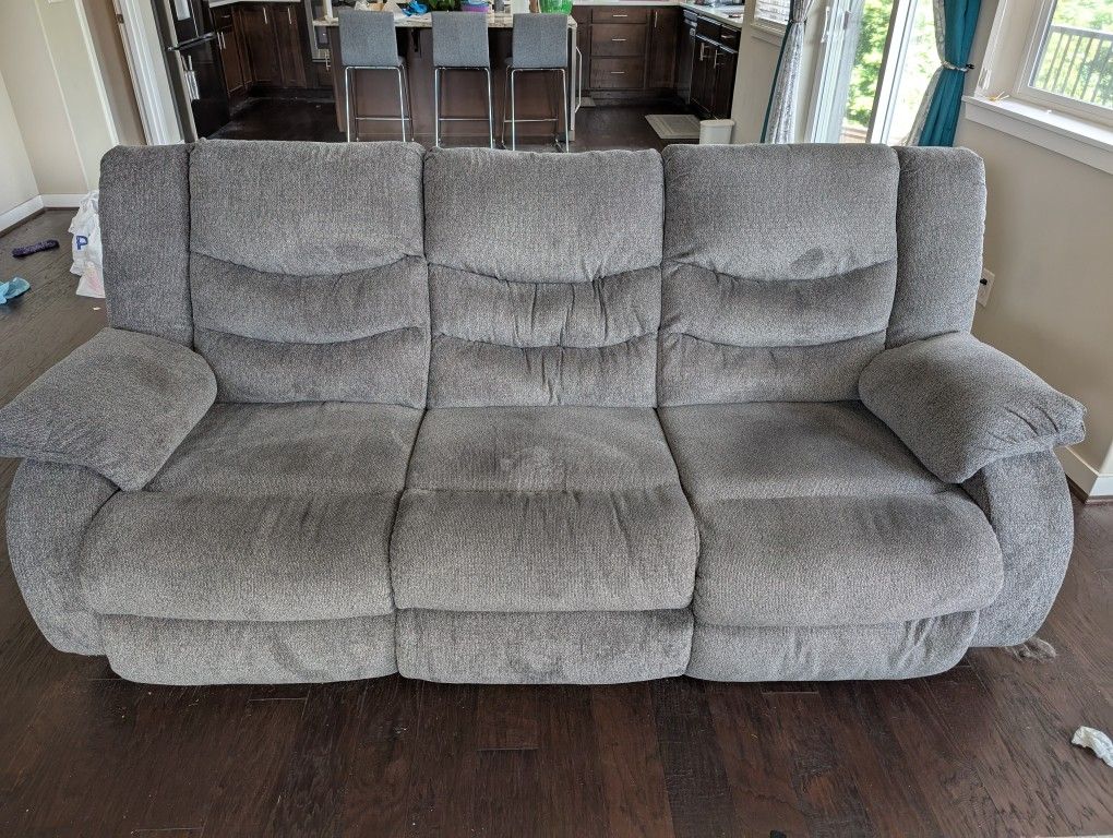 Three Seat Recliner Couch (Ashley Tulen Grey)