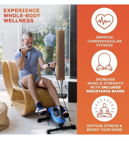 NEW LIFEPRO Under Desk Bike Pedal Exerciser with Resistance Bands, Arm and Leg Mini Exercise Bike Stationary Bike Pedals, Desk Exercise Equipment