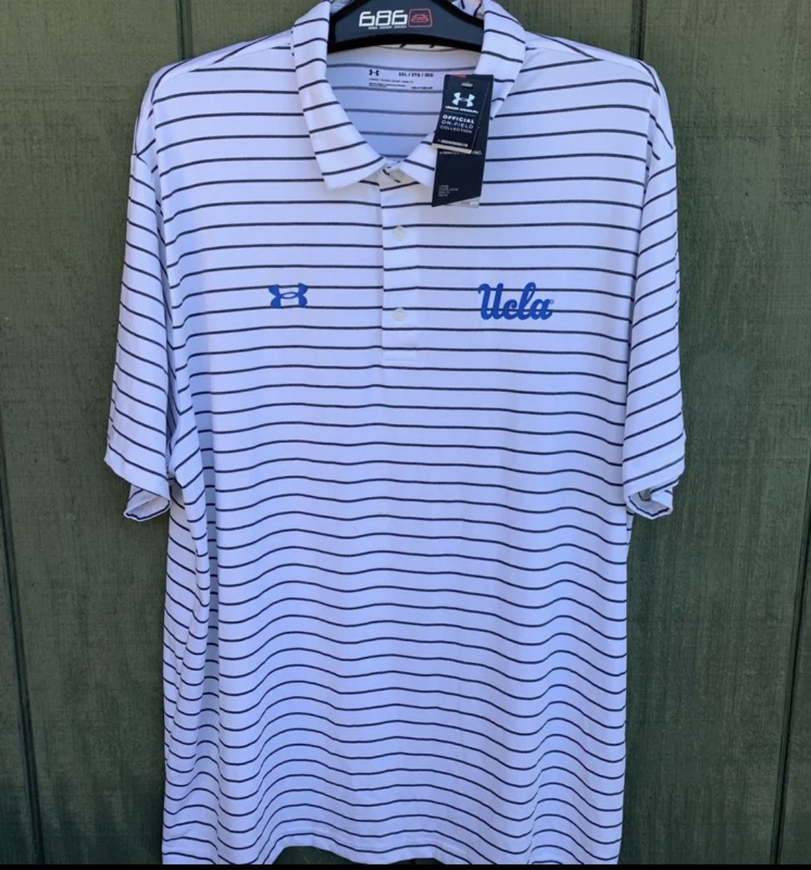 Under Armour UCLA Bruins Shirt Mens 3XL White Heat Gear Polo Golf Tennis NWT