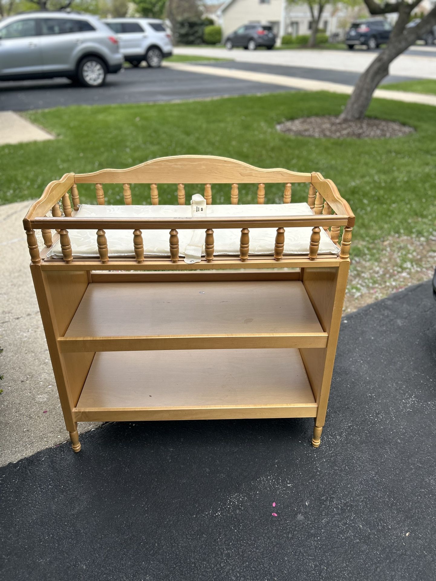 Vintage Solid Wood Changing Table And Storage