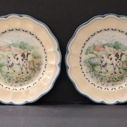 Lenox Provencal Garden Cow 9.5" Porcelain Salad Luncheon Plate Set of 2