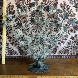 Vintage Metal Peacock Candle Holder