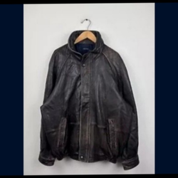 NICE NAUTICA SOFT BLACK LEATHER JACKET SIZE LARGE / MEN'S 38