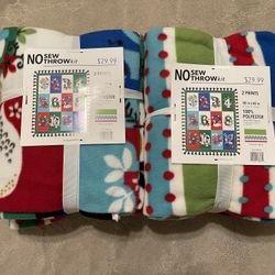 2 Christmas No Sew Throws