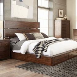 Coaster Scott Living Ellison Platform California King Bed in Vintage Bourbon