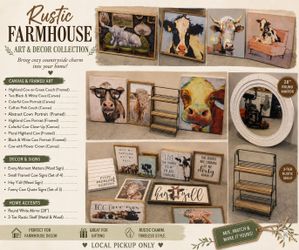 Farmhouse Home Decor Wall Art Cows and Mirror 19 pieces