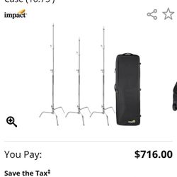 Impact 3 x C-Stand Turtle Base Kit with Case 