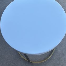 Scalloped Round White Metal Side Table