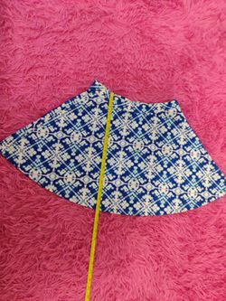 Blue and White Printed Mini Skirt