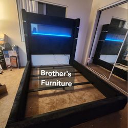 Frame Queen Black Corduroy Fabric, New Especial Price 